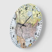 地図：北米1890年 ラージ壁時計 (傾斜)