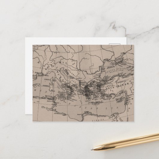 地図、地図作成、地理、海地中海の地図 ポストカード (正面/裏面インサイチュ)