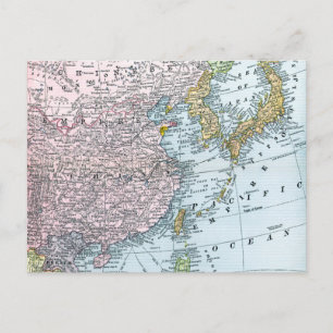 地図:東アジア1907年 ポストカード