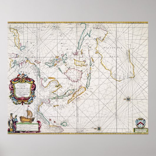 地図:東インディ, 1670 ポスター (正面)