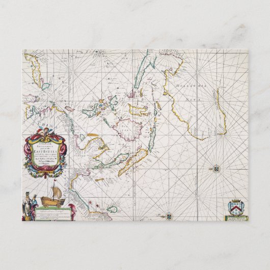 地図：東インディ, 1670 ポストカード (正面)