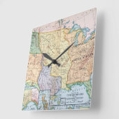 地図:米国の景気拡大, 1905 スクエア壁時計 (傾斜)