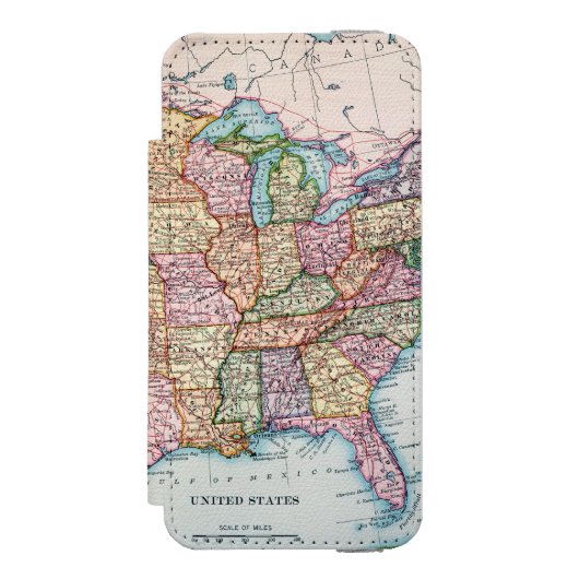 地図: 米国1905年 INCIPIO iPhoneウォレットケース (フォリオ 正面)