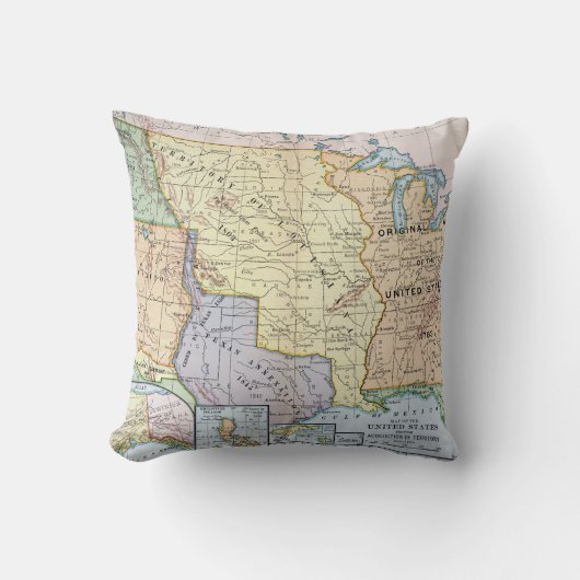 地図: 米国Expansion 1905年 クッション (正面)