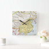 地図: CHINA 1910年 スクエア壁時計 (ホーム)