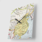 地図: CHINA 1910年 スクエア壁時計 (傾斜)