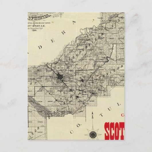 地図Fresno郡、カリフォルニア ポストカード (正面)