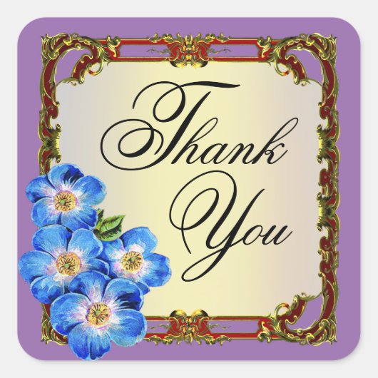 地域ビクトリアンフローラ賛成 |紫 スクエアシール (正面)