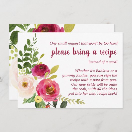 地域ブライダルシャワーレシピの持ち込み エンクロージャーカード (正面/裏面)