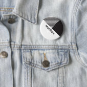 地域ミニマル白黒ストライプ従業員名タグ 缶バッジ (インサイチュ)