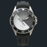 地域抽象芸術ミニマル白黒ストライプ名 腕時計<br><div class="desc">自分の名前または愛する人の名前でパーソナライズする。</div>