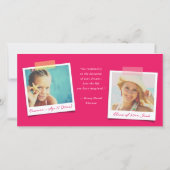 地域明るい赤紫色Crissクロスカラーブロック写真卒業 サンキューカード (裏面)