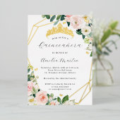 地域赤面フローラキンセアニェラ金ゴールド 箔招待状 (立ち正面)