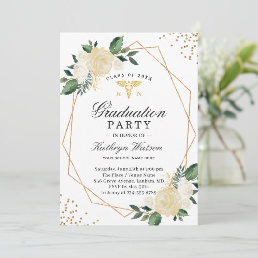 地域金ゴールドフローラ医療看護卒業パーティー 招待状 (スタンド正面)