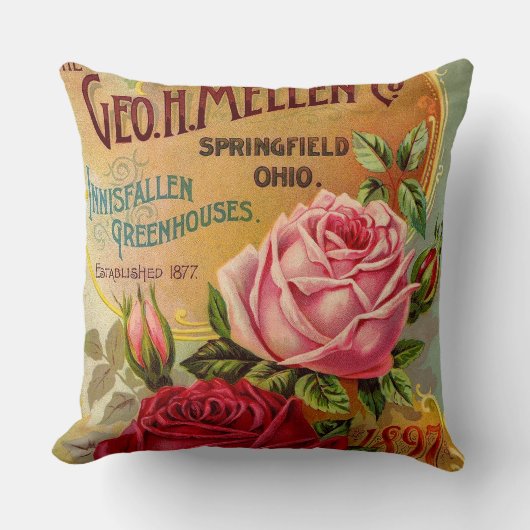 地域。H. Mellen Co. Greenhouse Advertisement クッション (正面)