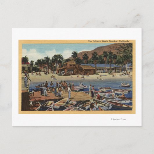 地峡の港のビュー/泳ぐ人 ポストカード (正面)