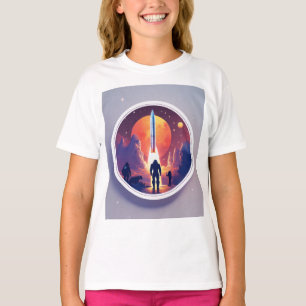 地平線の向こうへ" "発見の航海" Tシャツ