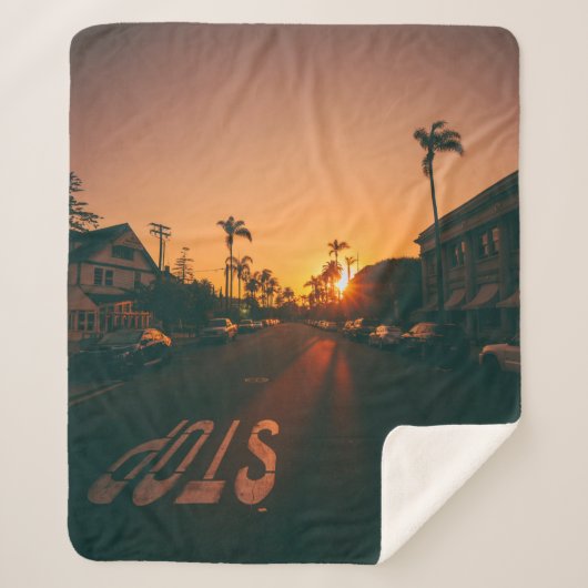 地平線の夕日 シェルパブランケット (正面)