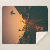 地平線の夕日 シェルパブランケット (正面(横))