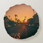 地平線の夕日 ラウンドクッション (裏面)