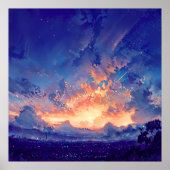 地平線の輝き - イラストスタイルの大気圏アート ポスター (正面)