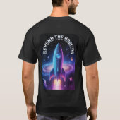 地平線を超えてロケット宇宙シャツ Tシャツ (裏面)