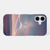 地平線上のヴィンテージリング惑星 iPhone 16ケース (裏面横)