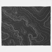 地形の黒い地図 フリースブランケット (正面(横))