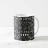 地形を持つ黒と白の部族の民族パターン コーヒーマグカップ (正面右)