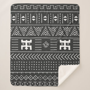 地形を持つ黒と白の部族の民族パターン シェルパブランケット
