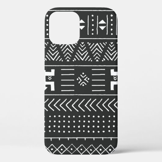 地形を持つ黒と白の部族の民族パターン Case-Mate iPhoneケース (裏面)