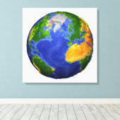 地形データを示す地球の完全。 キャンバスプリント (インサイチュ (ウッドフロア))