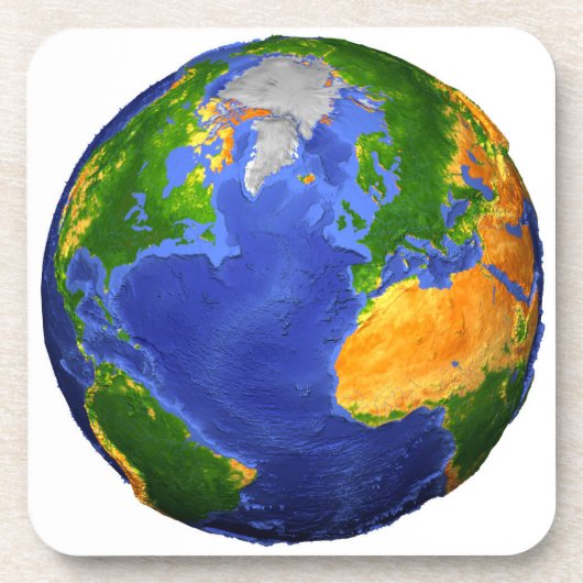 地形データを示す地球の完全。 コースター (正面)