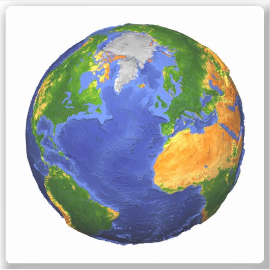 地形データを示す地球の完全。 シール (正面)