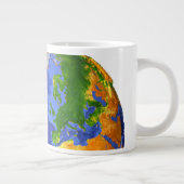 地形データを示す地球の完全。 ジャンボコーヒーマグカップ (右)