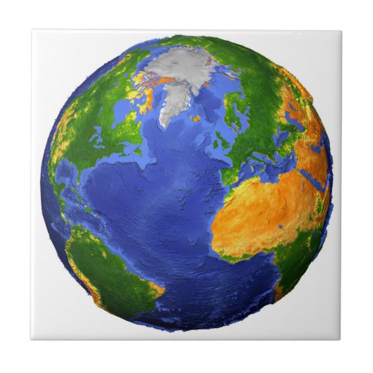 地形データを示す地球の完全。 タイル (正面)