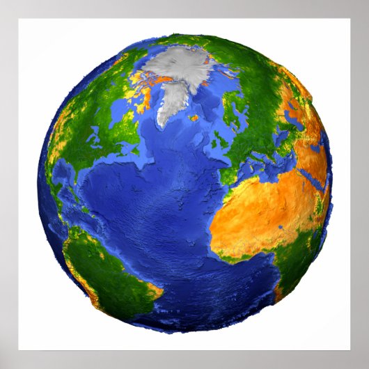 地形データを示す地球の完全。 ポスター (正面)