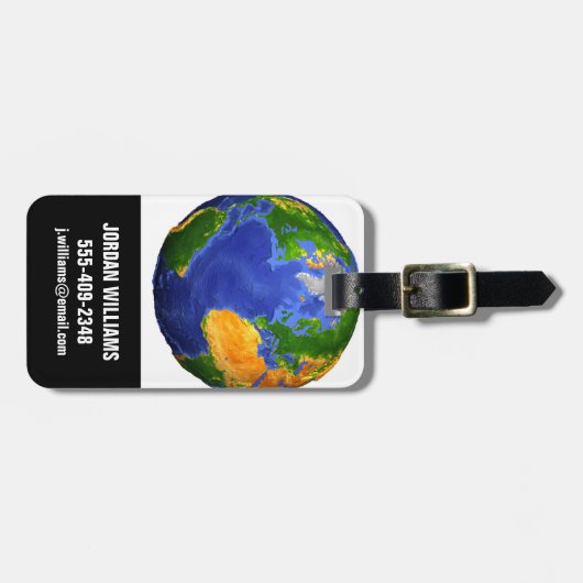 地形データを示す地球の完全。 ラゲッジタグ (正面横)