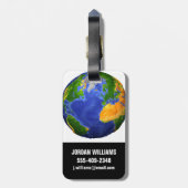 地形データを示す地球の完全。 ラゲッジタグ (裏面縦)