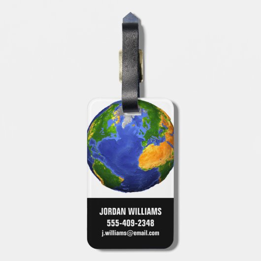 地形データを示す地球の完全。 ラゲッジタグ (裏面縦)