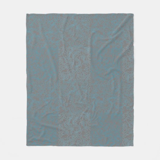 地形パターンブルー01bx4グレーBG フリースブランケット (正面)