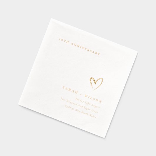 地形ミニマルハート結婚の記念日 箔ナプキン (左)