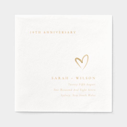 地形ミニマルハート結婚の記念日 箔ナプキン (正面)