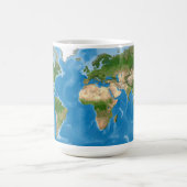 地形世界地図の地球イラスト コーヒーマグカップ (中央)