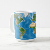 地形世界地図の地球イラスト コーヒーマグカップ (正面左)