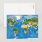 地形世界地図の地球イラスト シーズンポストカード (正面/裏面)