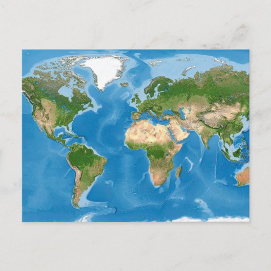 地形世界地図の地球イラスト シーズンポストカード (正面)