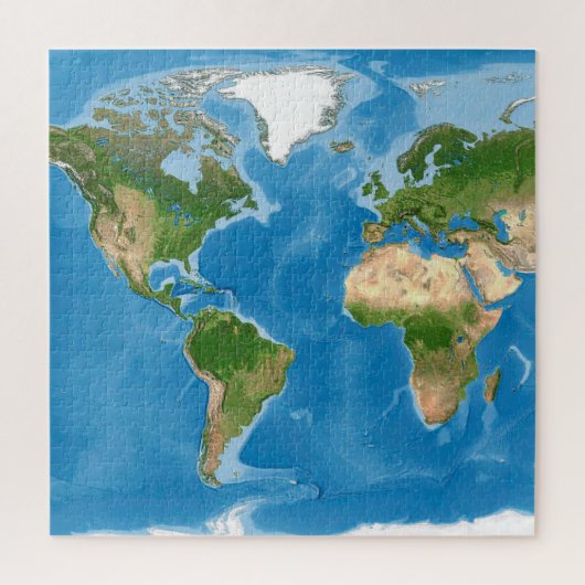 地形世界地図の地球イラスト ジグソーパズル (縦)