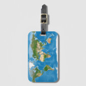 地形世界地図の地球イラスト ラゲッジタグ (正面縦)