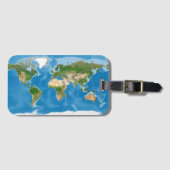 地形世界地図の地球イラスト ラゲッジタグ (正面横)